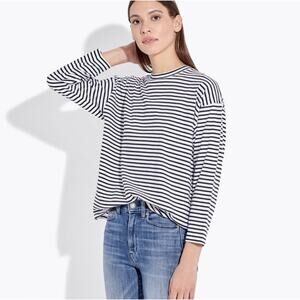 AYR French Fry Tee Top Womens S Piano Striped Quiet Luxury Preppy
